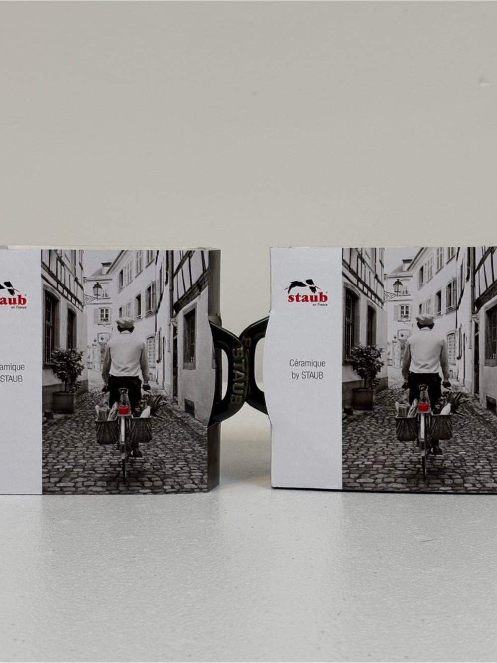 Staub Brown Box with Dark Green Lid Accent